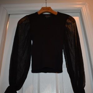 Forever  21 sheer sleeve black sweater Size S